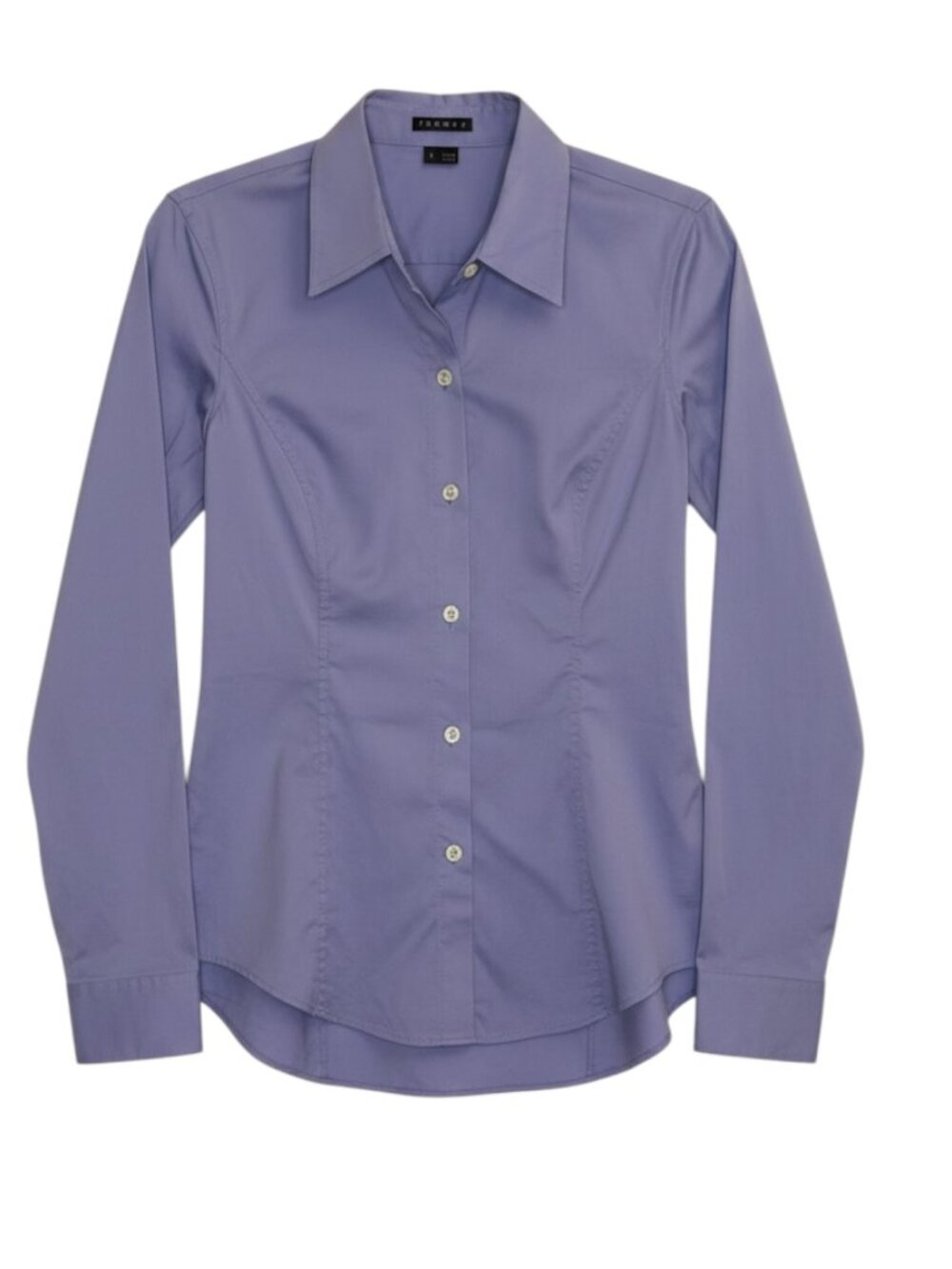 Theory Suelina Impeccable Button Front Shirt Top Blouse Stretch Blue S